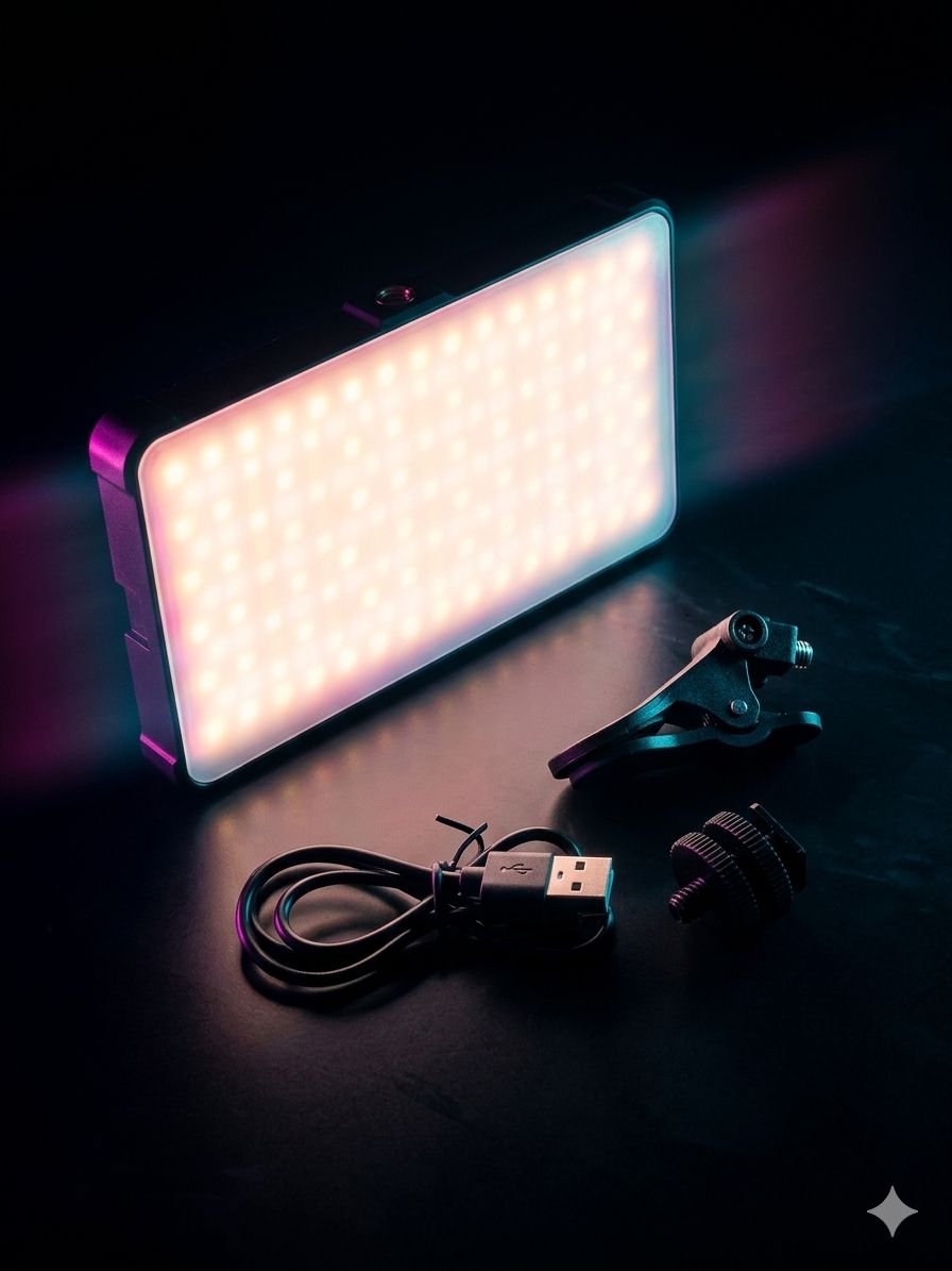 Professional LED Video Light for Mobile, Rechargeable Clip Fill Light with Adjustable Brightness
