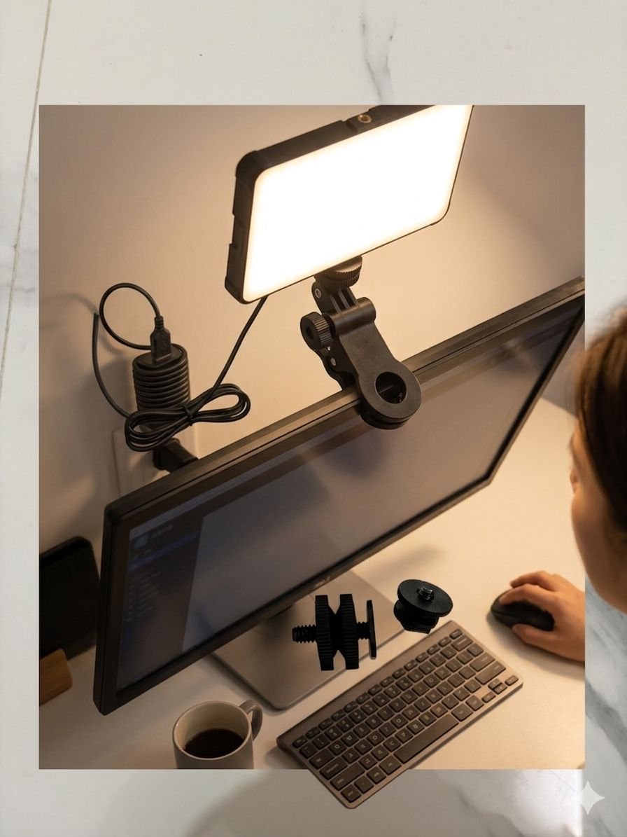 Professional LED Video Light for Mobile, Rechargeable Clip Fill Light with Adjustable Brightness