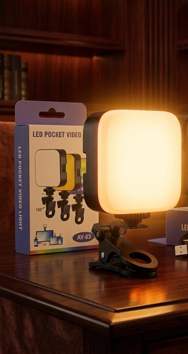 Portable LED Mood Light with Clip Stand | Rechargeable Warm Light for Desk, Bed & Video Recording